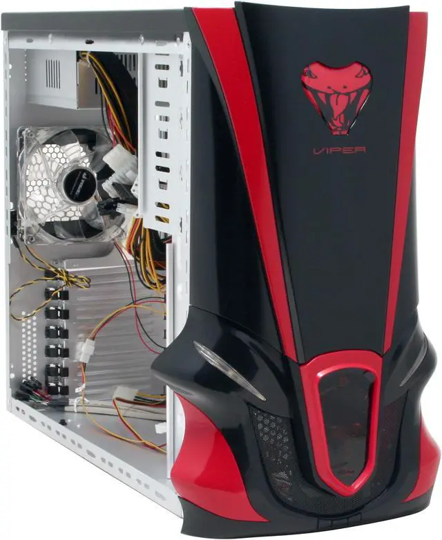 Alt view image 10 of 14 - XG VIPER 2 CA-V2-K Black/Red 1.0 mm Aluminum Alloy ATX Mid Tower Computer Case 400W, Active PFC, Smart Fan Control,20+4 pin Main connector Power Supply