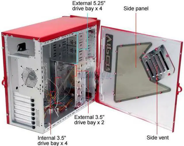 Alt view image 6 of 12 - XG Viper CA-V2-WOP-R Red Aluminum ATX Mid Tower Computer Case