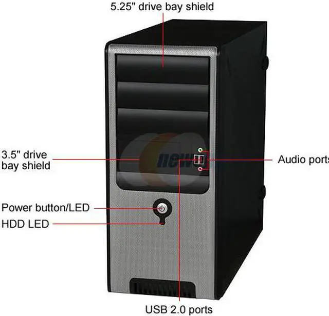 Alt view image 3 of 12 - IN WIN IW-C583T.AQ350BL Black Steel ATX Mid Tower Computer Case 350W Power Supply