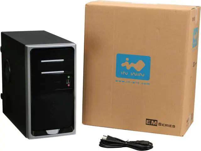 Alt view image 11 of 11 - IN WIN EM020.EJ350SLY Black Steel Micro ATX Mini Tower Computer Case 350W Power Supply