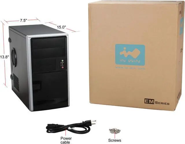 Alt view image 11 of 11 - IN WIN EM013 Black Micro ATX Mini Tower Computer Case 350W Power Supply