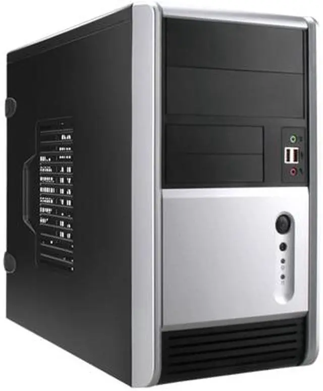 Main image of IN WIN EM Series EM006.T350SL+ Black / Silver Micro ATX Mini Tower Computer Case ATX12V/ , PS/2 , 350W Power Supply
