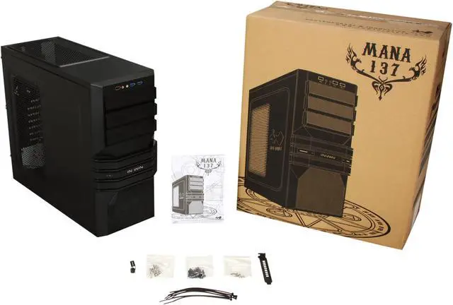 Alt view image 10 of 10 - IN WIN MANA137 Black SEEC Steel ATX Mid Tower Computer Case