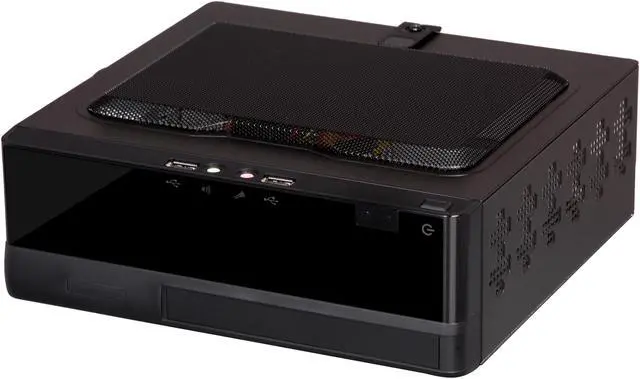 Alt view image 3 of 10 - IN WIN BQ656T.AD120TBL Black Mini-ITX Desktop Computer Case 120W Power Supply