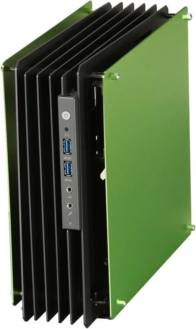 Alt view image 3 of 7 - IN WIN H-Frame Mini Green Aluminum Mini-ITX Computer Case 180W Power Supply