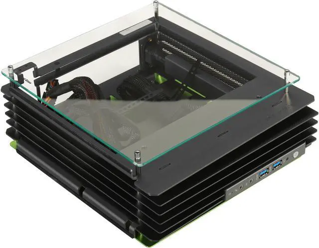 Alt view image 6 of 7 - IN WIN H-Frame Mini Green Aluminum Mini-ITX Computer Case 180W Power Supply