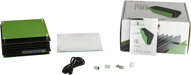 Alt view image 7 of 7 - IN WIN H-Frame Mini Green Aluminum Mini-ITX Computer Case 180W Power Supply