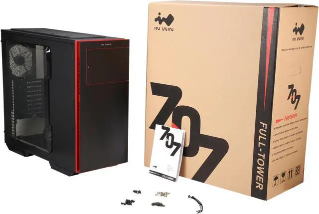 Alt view image 10 of 10 - IN WIN 707 BLACK SECC E-ATX full tower Computer Case ATX12V V2.3 / EPS 12V up to 220mm Power Supply