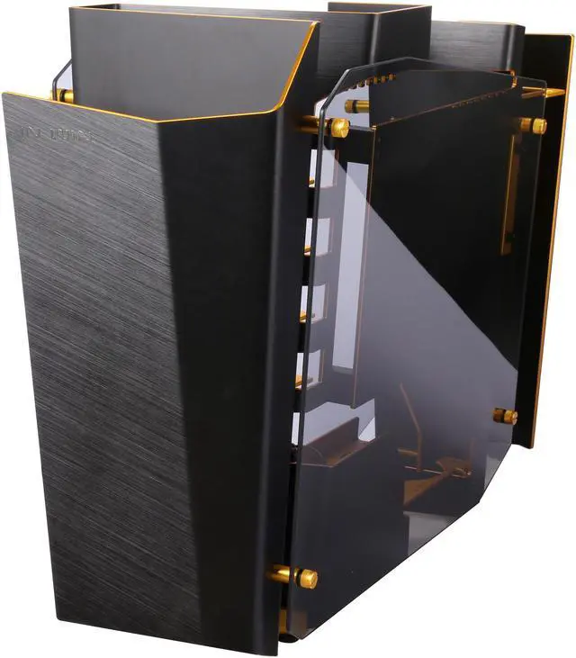 Alt view image 3 of 10 - IN WIN S-FRAME (BLACK/GOLD) Black Aluminum / Tempered Glass Open-Air Computer Case Support ATX12V/EPS size(Up to 220mm) Power Supply