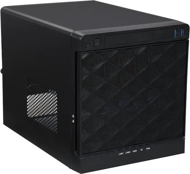 Main image of IN WIN IW-MS04-01-S265 Black 0.8 mm SGCC Mini ITX (M/B cooler maximum 65mm) Tower Mini 4 Bay Server Tower with 265Watts 80+ bronze Flex ATX power supply