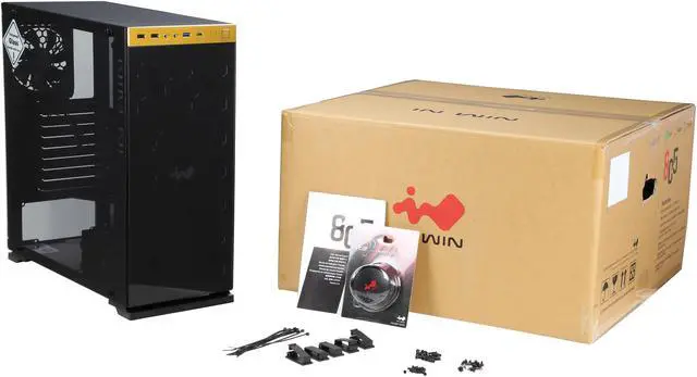 Alt view image 9 of 9 - IN WIN 805 GOLD / Black Aluminum / Tempered Glass ATX Mid Tower Computer Case Compatible with ATX 12V/EPS (up to 220mm) Power Supply