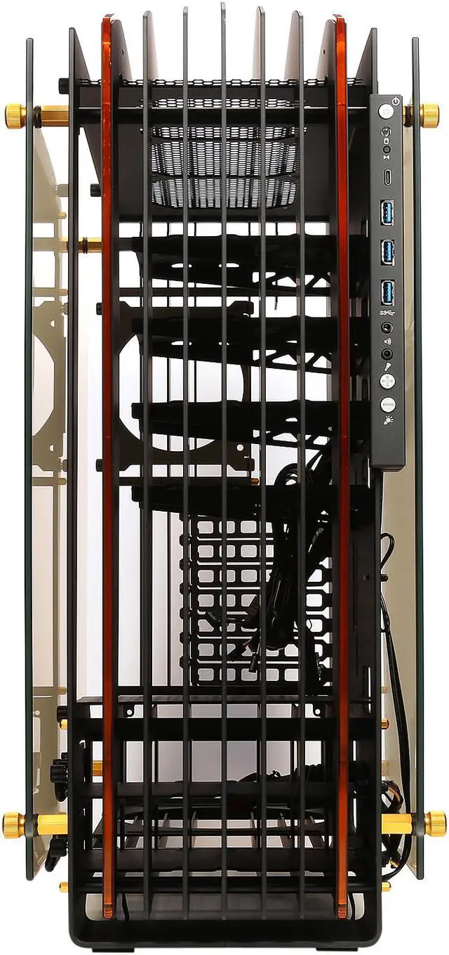 Alt view image 2 of 16 - IN WIN H-FRAME 2.0 Black/Amber LED Light Aluminum / Tempered Glass ATX Full Tower Case (Include In Win 1065W 80+ GOLD PSU)