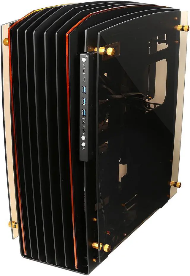 Alt view image 3 of 16 - IN WIN H-FRAME 2.0 Black/Amber LED Light Aluminum / Tempered Glass ATX Full Tower Case (Include In Win 1065W 80+ GOLD PSU)