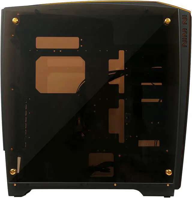 Alt view image 4 of 16 - IN WIN H-FRAME 2.0 Black/Amber LED Light Aluminum / Tempered Glass ATX Full Tower Case (Include In Win 1065W 80+ GOLD PSU)