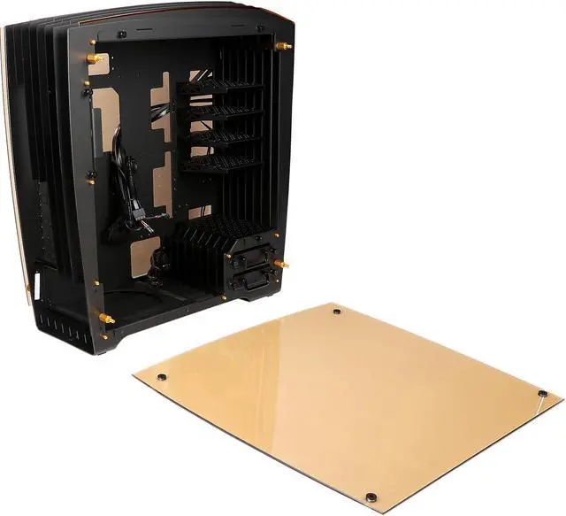 Alt view image 5 of 16 - IN WIN H-FRAME 2.0 Black/Amber LED Light Aluminum / Tempered Glass ATX Full Tower Case (Include In Win 1065W 80+ GOLD PSU)