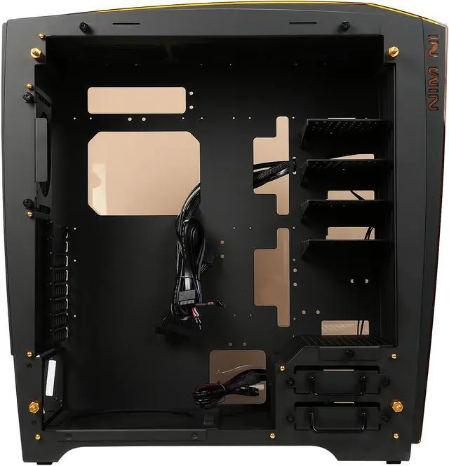 Alt view image 6 of 16 - IN WIN H-FRAME 2.0 Black/Amber LED Light Aluminum / Tempered Glass ATX Full Tower Case (Include In Win 1065W 80+ GOLD PSU)