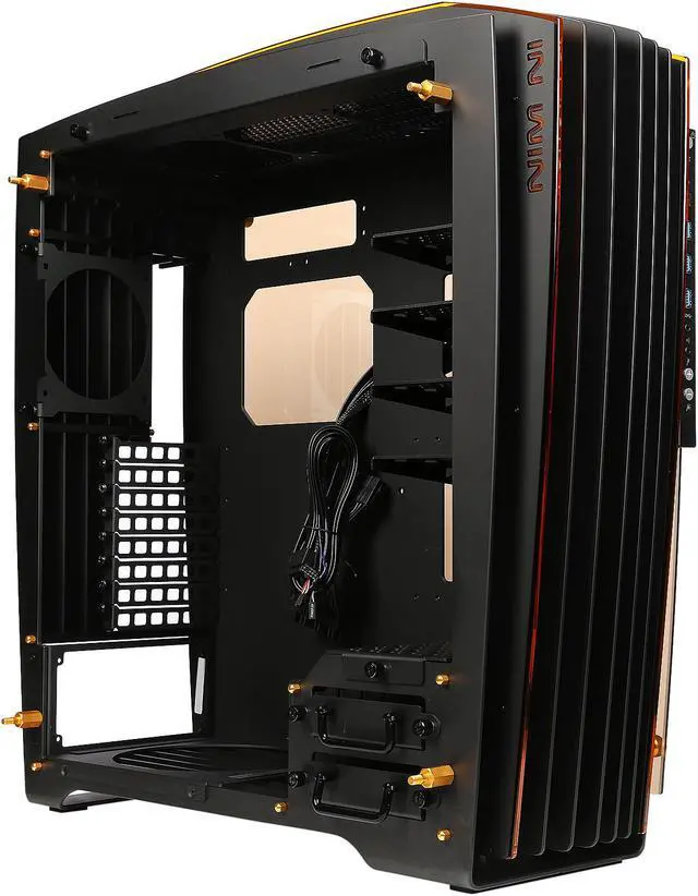 Alt view image 7 of 16 - IN WIN H-FRAME 2.0 Black/Amber LED Light Aluminum / Tempered Glass ATX Full Tower Case (Include In Win 1065W 80+ GOLD PSU)