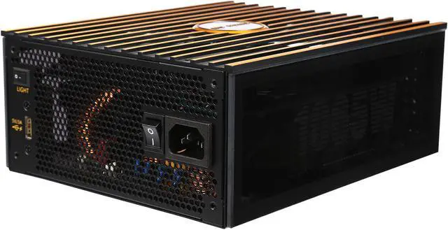 Alt view image 9 of 16 - IN WIN H-FRAME 2.0 Black/Amber LED Light Aluminum / Tempered Glass ATX Full Tower Case (Include In Win 1065W 80+ GOLD PSU)