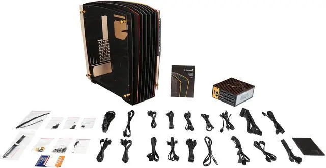 Alt view image 15 of 16 - IN WIN H-FRAME 2.0 Black/Amber LED Light Aluminum / Tempered Glass ATX Full Tower Case (Include In Win 1065W 80+ GOLD PSU)