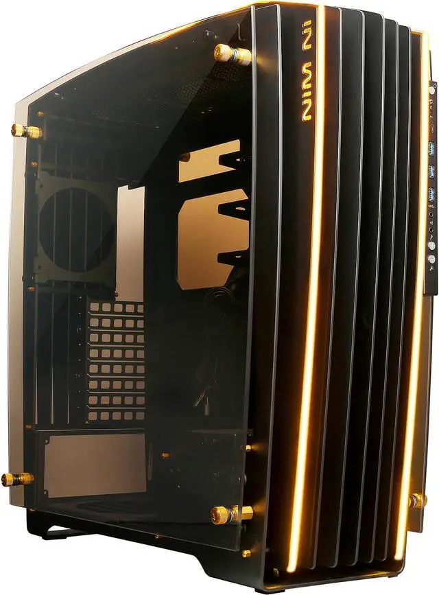 Main image of IN WIN H-FRAME 2.0 Black/Amber LED Light Aluminum / Tempered Glass ATX Full Tower Case (Include In Win 1065W 80+ GOLD PSU)