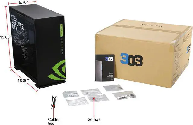 Alt view image 9 of 9 - IN WIN 303 Nvidia Black / White SECC Computer Case PSII: ATX12V Power Supply