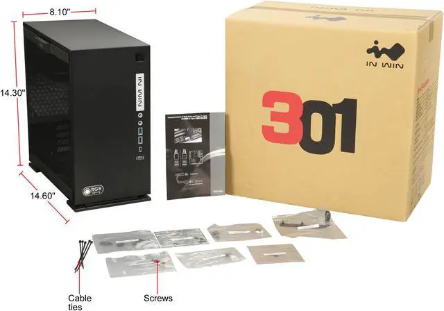 Alt view image 9 of 9 - IN WIN 301C Black Black SECC / Tempered Glass Micro ATX Mini Tower Computer Case