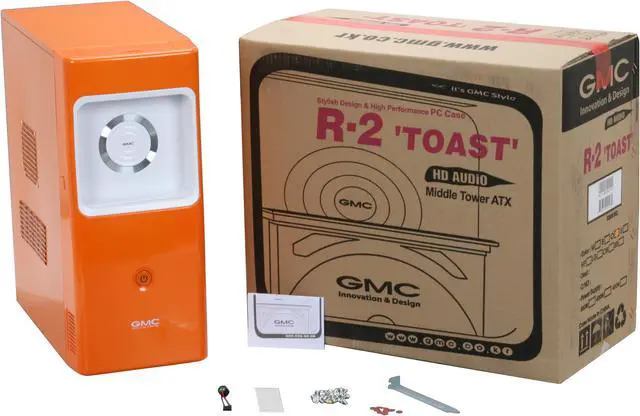 Alt view image 12 of 12 - GMC R-2 Toast AZT-GMCR2-OR Orange Steel / Plastic ATX Mid Tower Computer Case