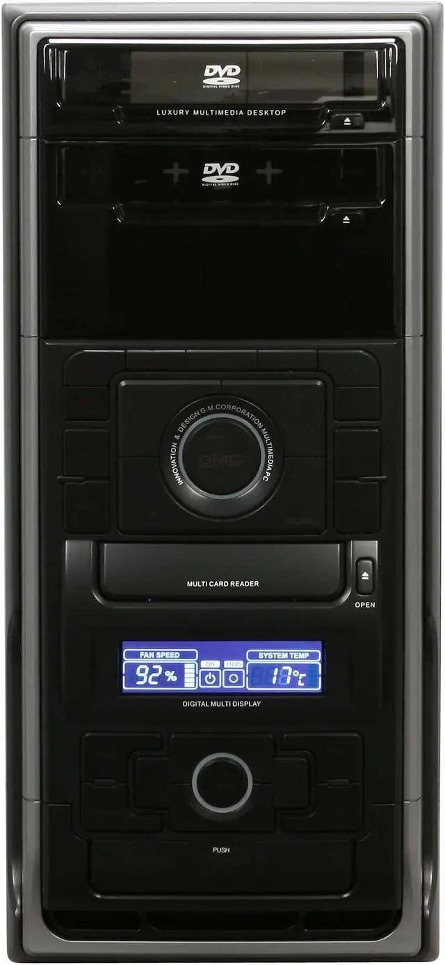 Alt view image 2 of 12 - GMC Black Steel K-2 Ebony AZT-GMCK2-EB ATX Media Center / HTPC Case