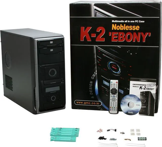 Alt view image 12 of 12 - GMC Black Steel K-2 Ebony AZT-GMCK2-EB ATX Media Center / HTPC Case