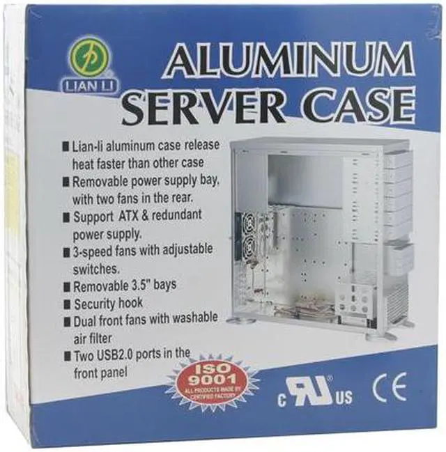 Alt view image 6 of 6 - LIAN LI V COOL PC-V1000 Silver Aluminum ATX Mid Tower Computer Case