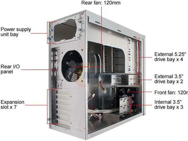 Alt view image 4 of 4 - LIAN LI PC-7A plus II Silver Aluminum ATX Mid Tower Computer Case