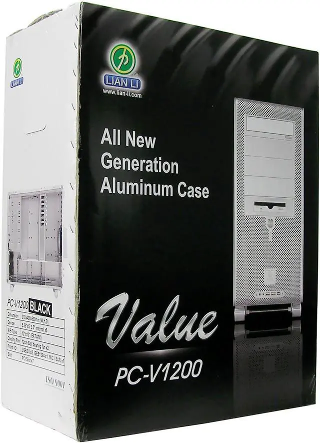 Alt view image 7 of 16 - LIAN LI V COOL PC-V1200B Black Aluminum ATX Mid Tower Computer Case
