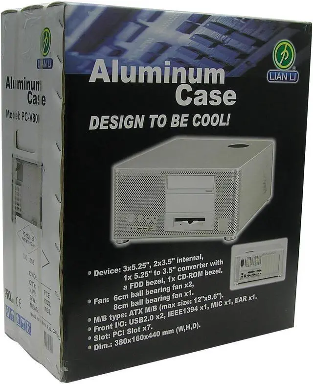 Alt view image 8 of 8 - LIAN LI Silver Aluminum ATX Desktop Computer Case