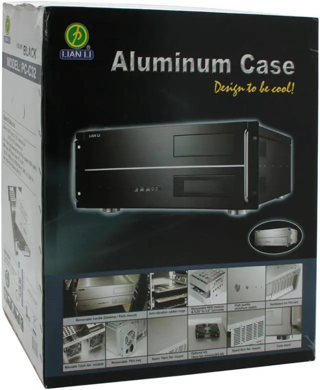 Alt view image 11 of 11 - LIAN LI Black Aluminum PC-C32B ATX Media Center / HTPC Case