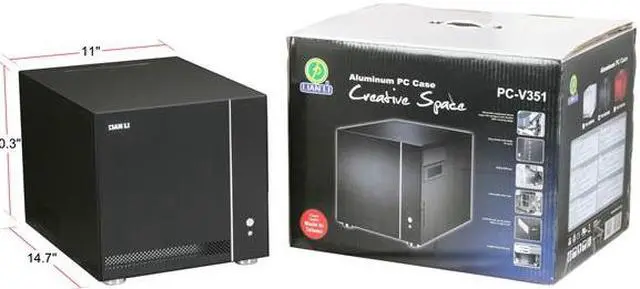 Alt view image 9 of 9 - LIAN LI PC-V351B Black Aluminum Micro ATX Desktop Computer Case