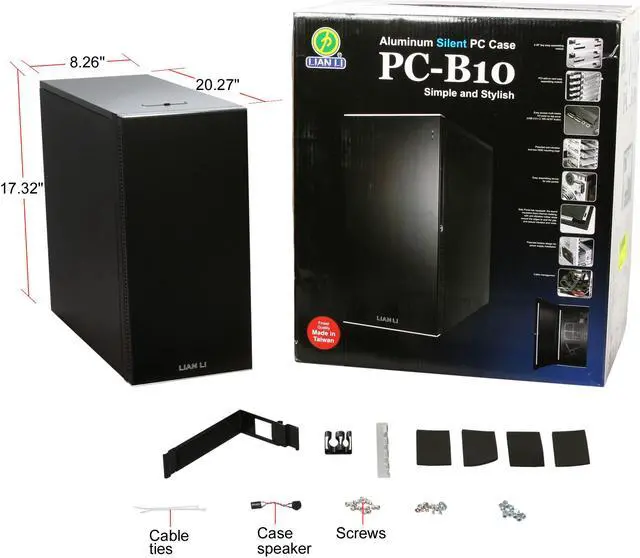 Alt view image 10 of 10 - LIAN LI PC-B10 Black Aluminum ATX Mid Tower Computer Case