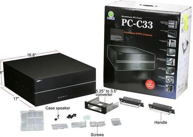 Alt view image 10 of 10 - LIAN LI Black Aluminum PC-C33B ATX Media Center / HTPC Case