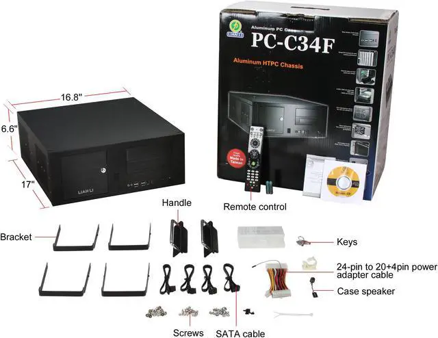Alt view image 11 of 11 - LIAN LI Black Aluminum PC-C34F ATX Media Center / HTPC Case