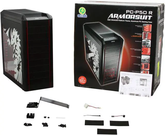 Alt view image 10 of 10 - LIAN LI ARMORSUIT PC-P50R Red Aluminum ATX Mid Tower Computer Case
