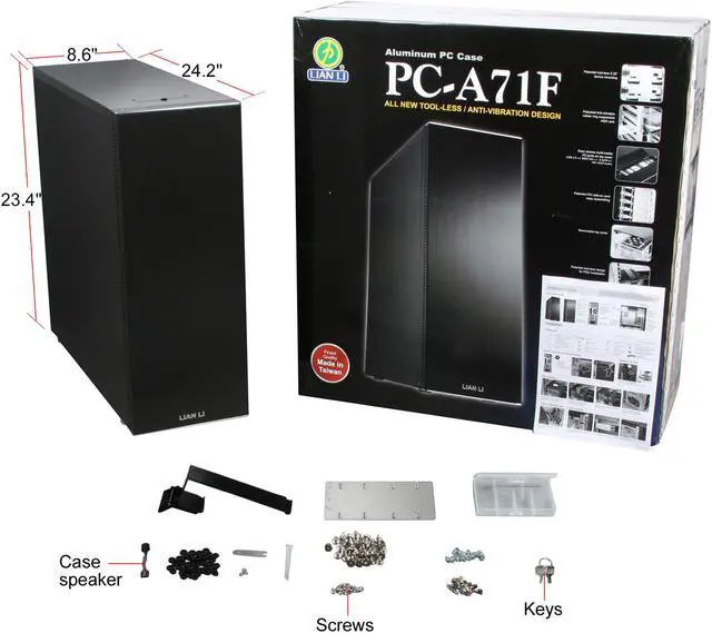 Alt view image 10 of 10 - LIAN LI PC-A71F Black Aluminum ATX Full Tower Computer Case
