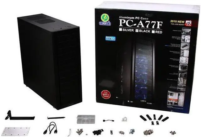 Alt view image 10 of 10 - LIAN LI PC-A77F Black Aluminum ATX Full Tower Computer Case