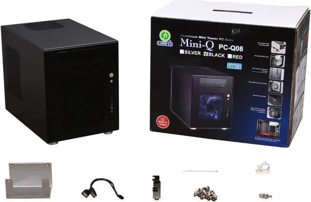 Alt view image 9 of 9 - LIAN LI PC-Q08B Black Aluminum Mini-ITX Tower Computer Case