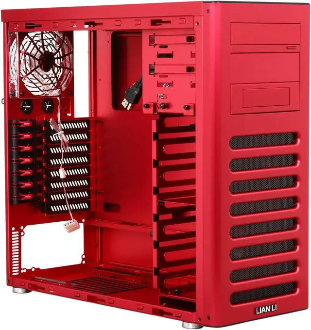 Alt view image 7 of 10 - LIAN LI PC-8FIR Red Aluminum ATX Mid Tower Computer Case