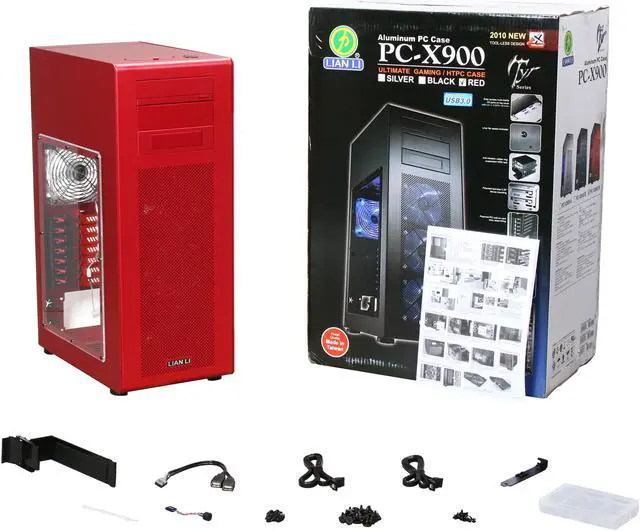 Alt view image 10 of 10 - LIAN LI PC-X900R Red Aluminum ATX Mid Tower Computer Case