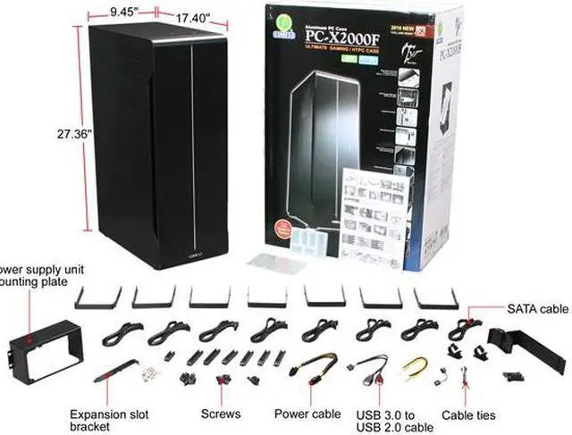 Alt view image 11 of 11 - LIAN LI PC-X2000F Black Aluminum ATX Full Tower Computer Case