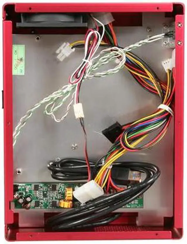 Alt view image 6 of 7 - LIAN LI PC-Q09R Red Aluminum Mini-ITX Desktop Computer Case 110W adapter Power Supply