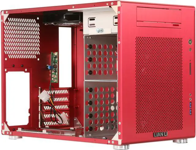 Alt view image 6 of 7 - LIAN LI PC-V354R Red Aluminum Micro ATX Mini Tower Computer Case