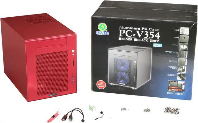 Alt view image 7 of 7 - LIAN LI PC-V354R Red Aluminum Micro ATX Mini Tower Computer Case