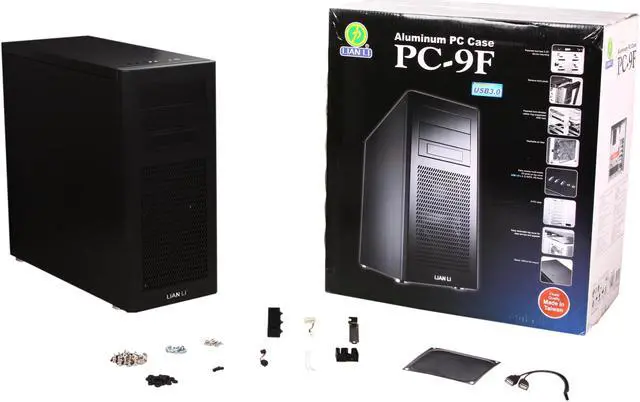 Alt view image 10 of 10 - LIAN LI PC-9F Black Aluminum ATX Mid Tower Computer Case