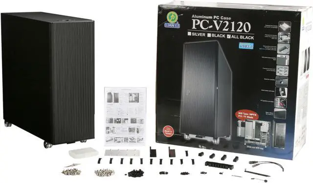 Alt view image 10 of 10 - LIAN LI PC-V2120X All Black Aluminum ATX Full Tower Computer Case